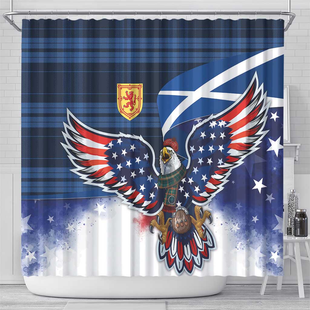Scottish-American Heritage Month Shower Curtain USA Eagle with Scottish Traditional Costume