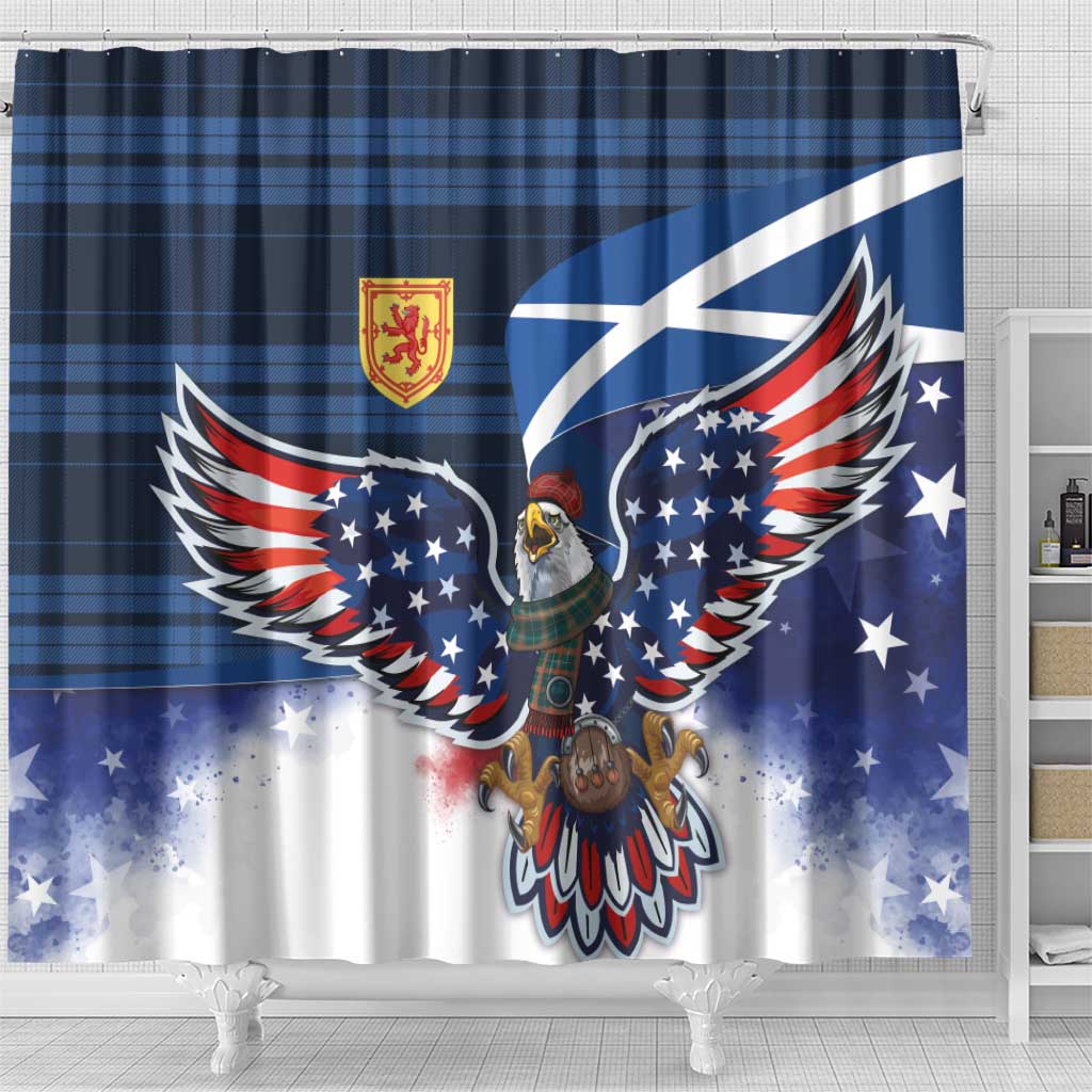 Scottish-American Heritage Month Shower Curtain USA Eagle with Scottish Traditional Costume