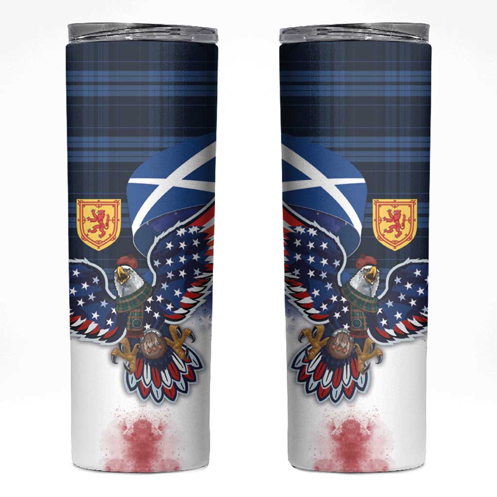 Scottish-American Heritage Month Skinny Tumbler USA Eagle with Scottish Traditional Costume