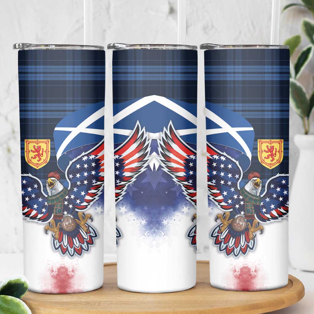 Scottish-American Heritage Month Skinny Tumbler USA Eagle with Scottish Traditional Costume