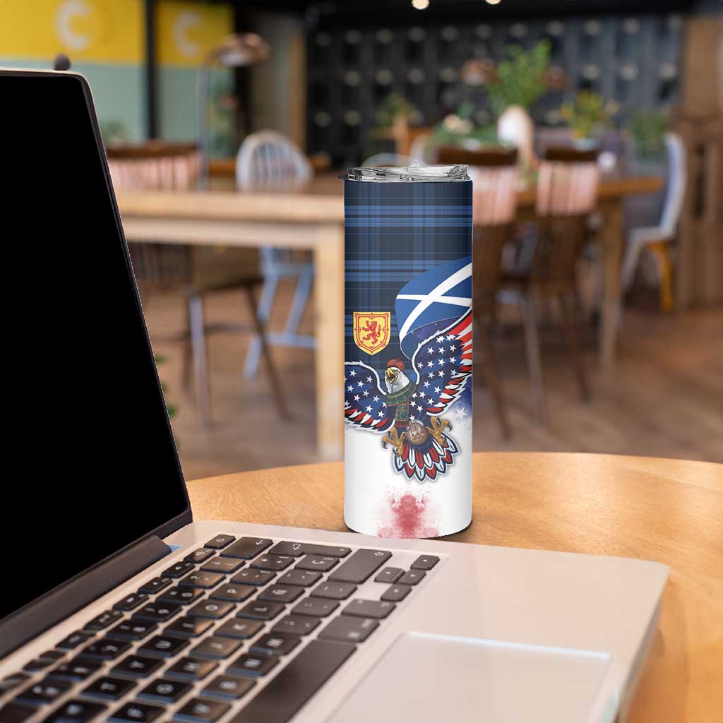 Scottish-American Heritage Month Skinny Tumbler USA Eagle with Scottish Traditional Costume