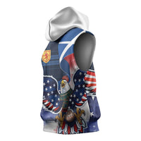 Scottish-American Heritage Month Sleeveless Hoodie USA Eagle with Scottish Traditional Costume