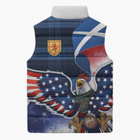 Scottish-American Heritage Month Sleeveless Puffer Jacket USA Eagle with Scottish Traditional Costume