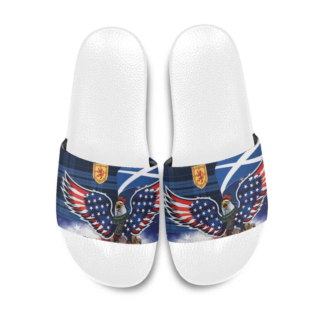 Scottish-American Heritage Month Slide Sandals USA Eagle with Scottish Traditional Costume