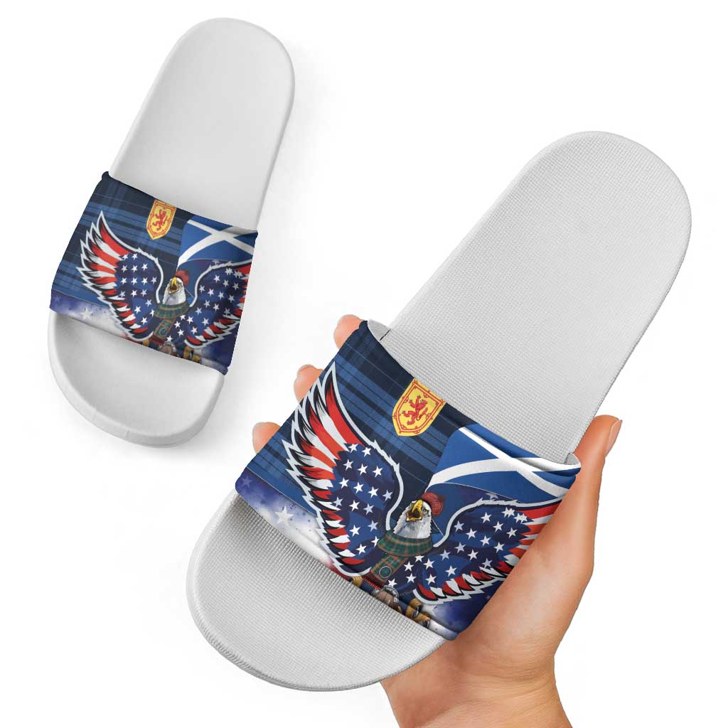Scottish-American Heritage Month Slide Sandals USA Eagle with Scottish Traditional Costume