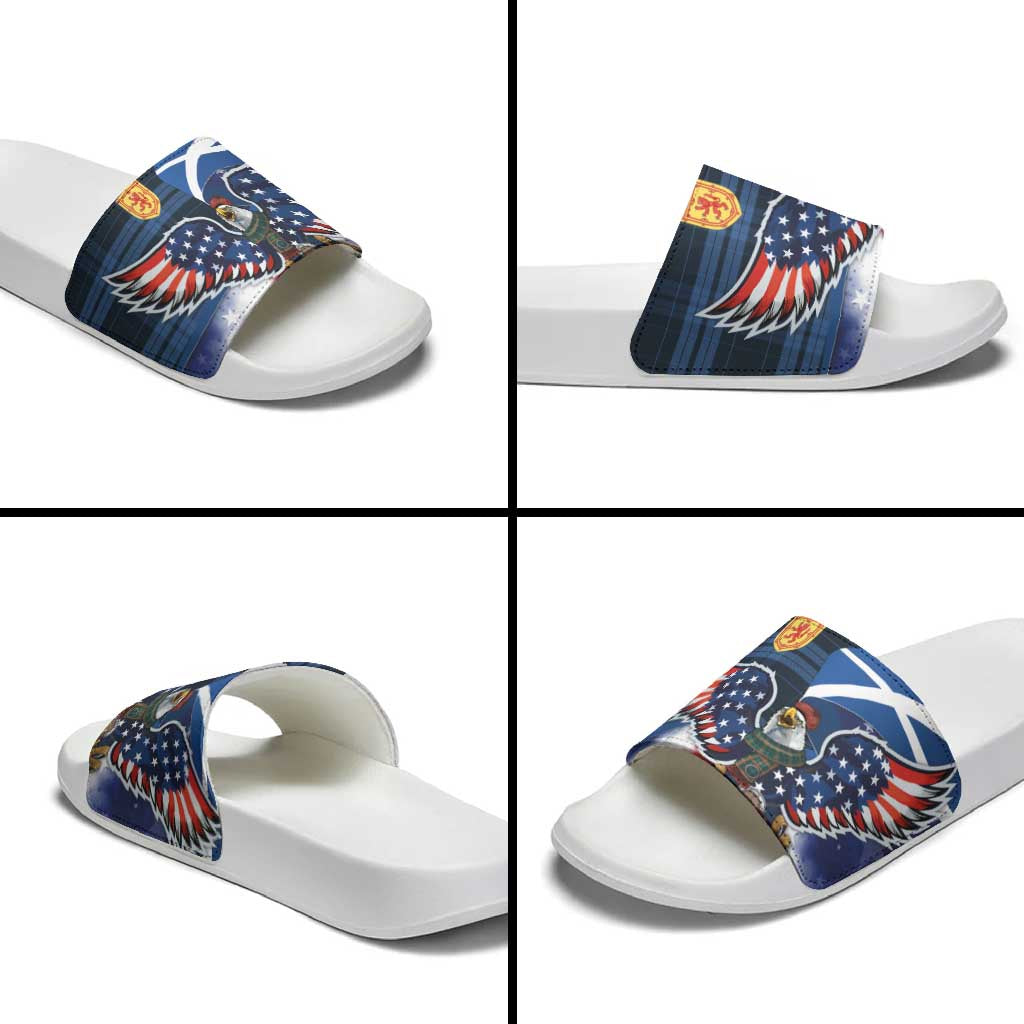 Scottish-American Heritage Month Slide Sandals USA Eagle with Scottish Traditional Costume