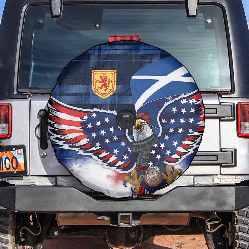 Scottish-American Heritage Month Spare Tire Cover USA Eagle with Scottish Traditional Costume