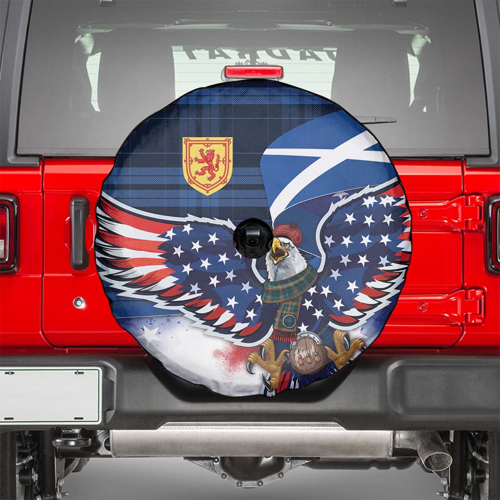 Scottish-American Heritage Month Spare Tire Cover USA Eagle with Scottish Traditional Costume