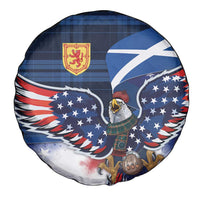 Scottish-American Heritage Month Spare Tire Cover USA Eagle with Scottish Traditional Costume