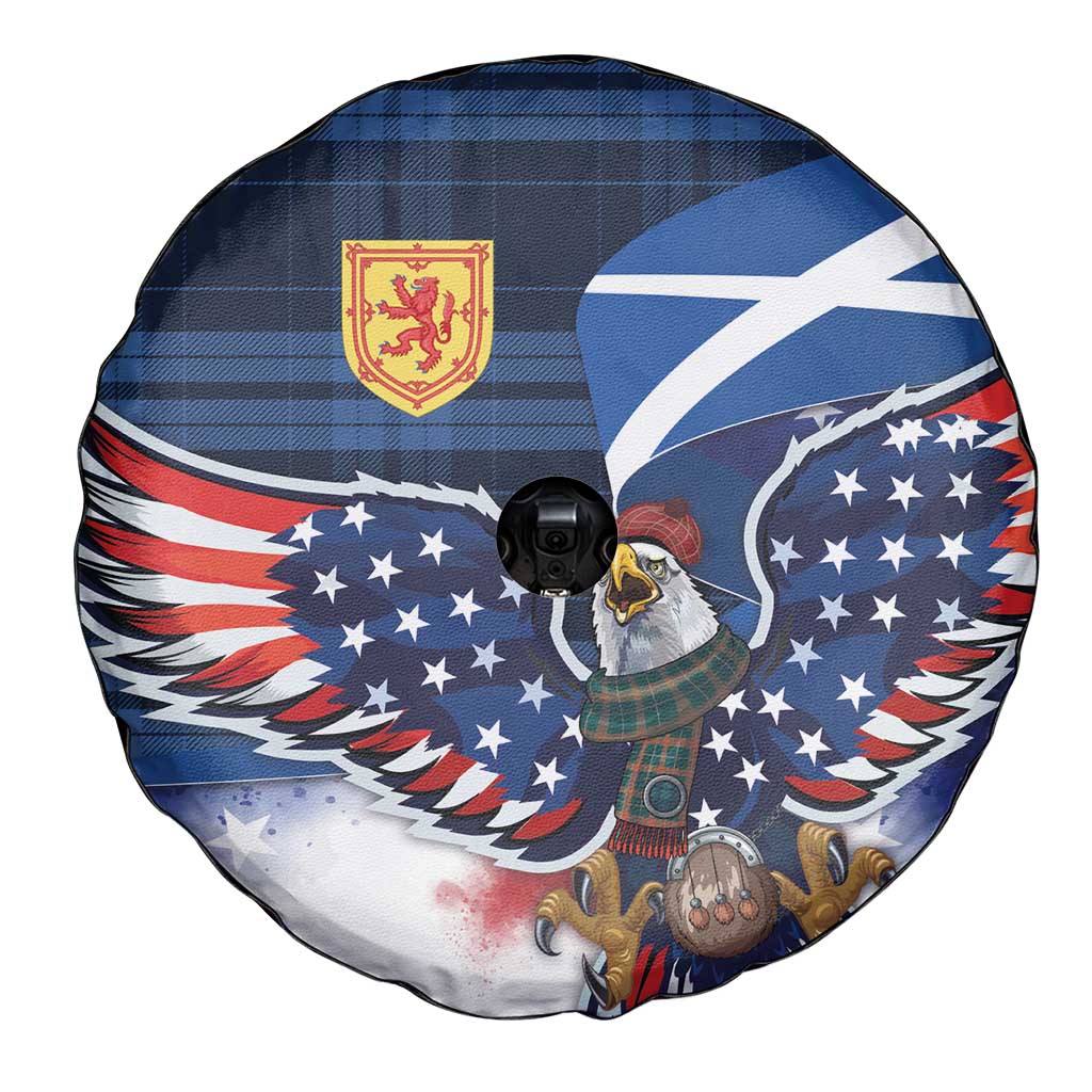 Scottish-American Heritage Month Spare Tire Cover USA Eagle with Scottish Traditional Costume