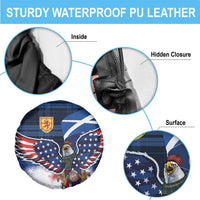 Scottish-American Heritage Month Spare Tire Cover USA Eagle with Scottish Traditional Costume
