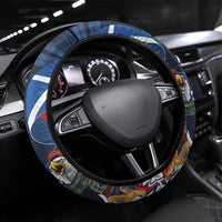 Scottish-American Heritage Month Steering Wheel Cover USA Eagle with Scottish Traditional Costume