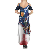 Scottish-American Heritage Month Summer Maxi Dress USA Eagle with Scottish Traditional Costume