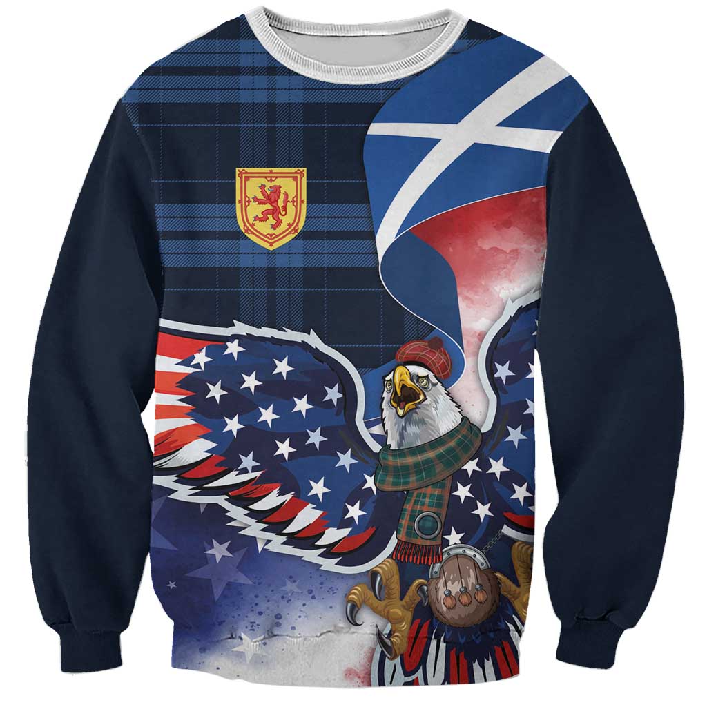 Scottish-American Heritage Month Sweatshirt USA Eagle with Scottish Traditional Costume