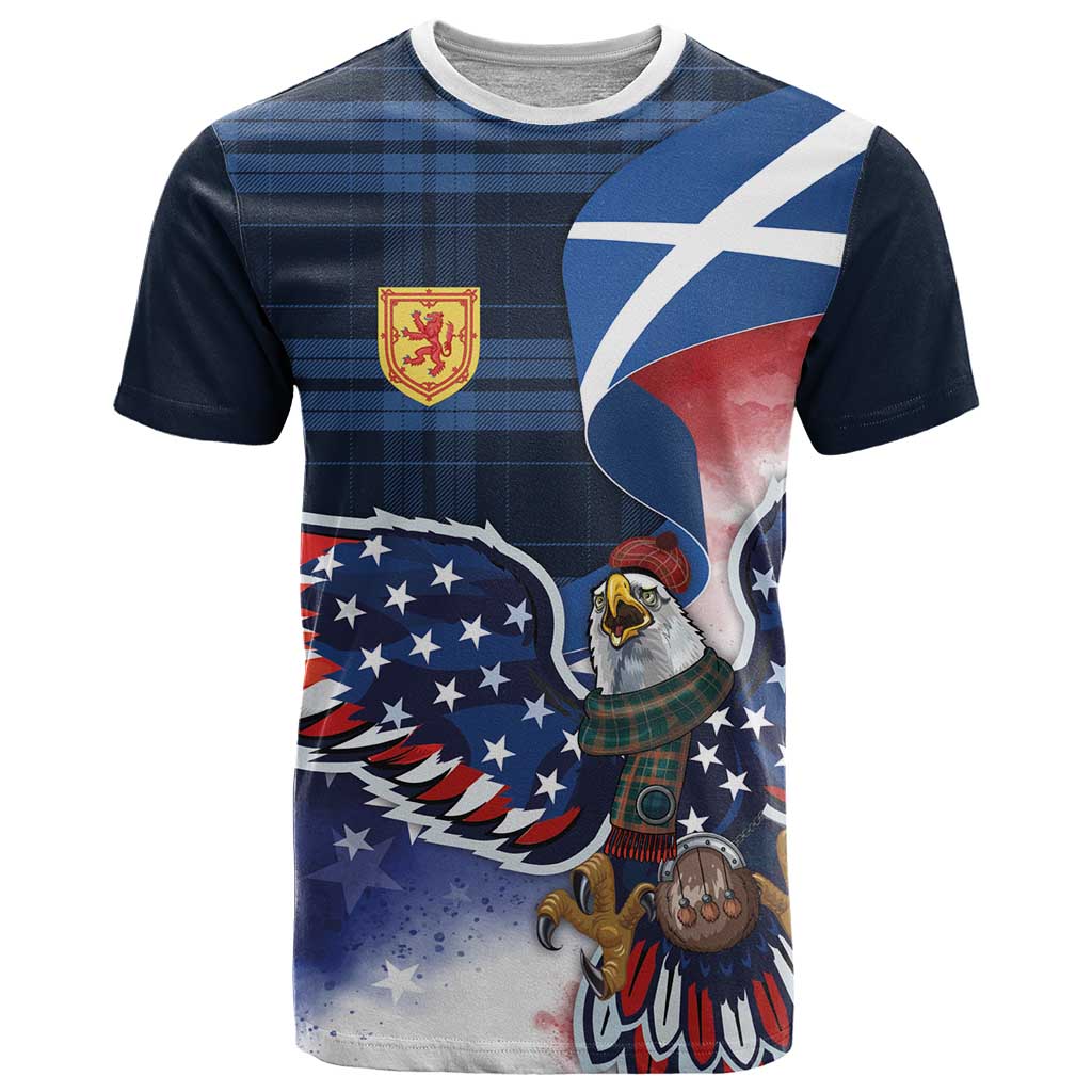 Scottish-American Heritage Month T Shirt USA Eagle with Scottish Traditional Costume
