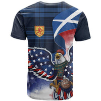 Scottish-American Heritage Month T Shirt USA Eagle with Scottish Traditional Costume