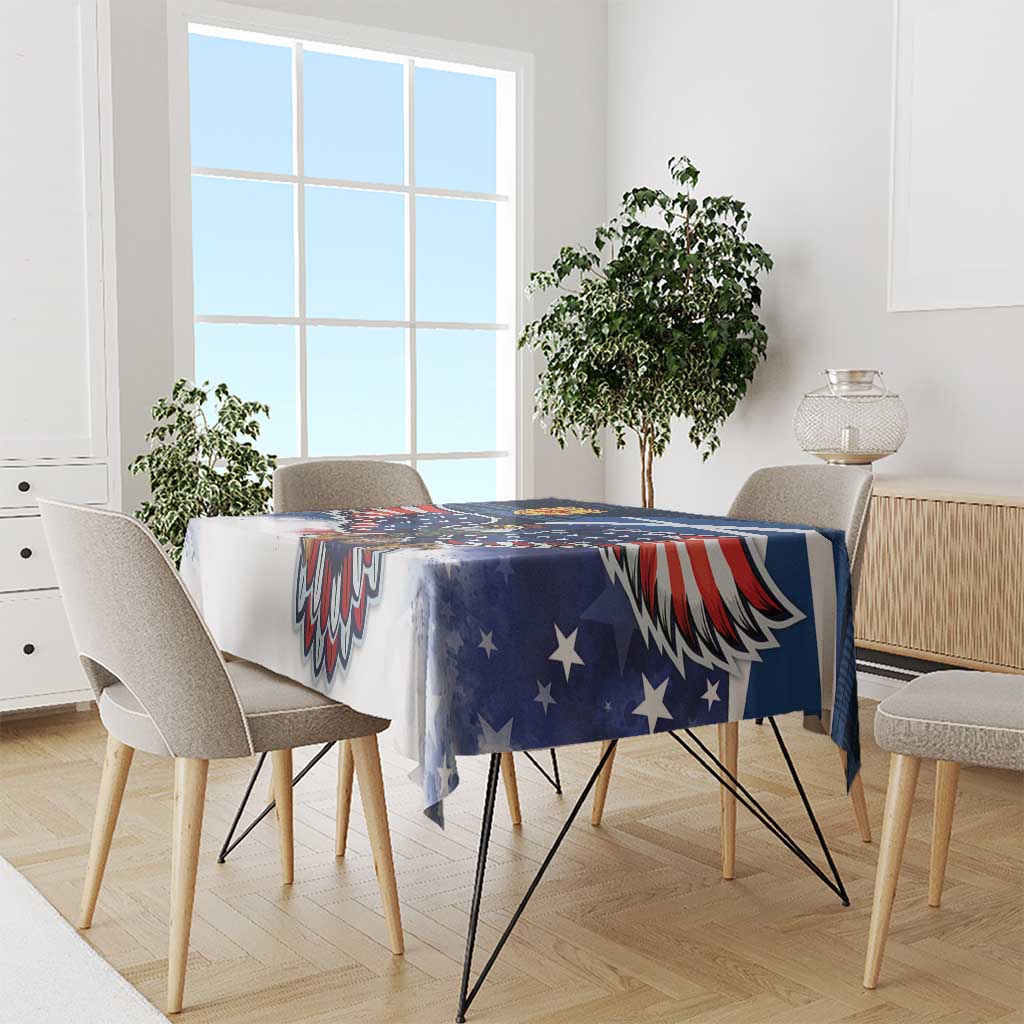 Scottish-American Heritage Month Tablecloth USA Eagle with Scottish Traditional Costume