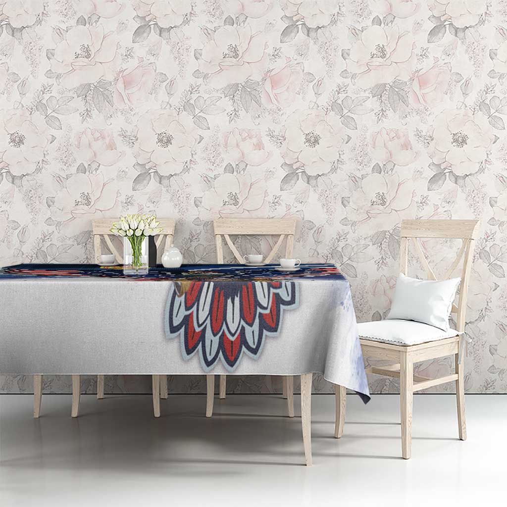 Scottish-American Heritage Month Tablecloth USA Eagle with Scottish Traditional Costume