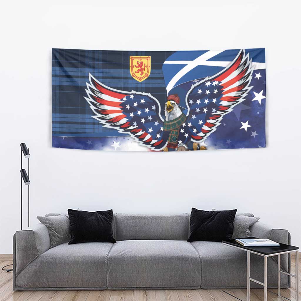 Scottish-American Heritage Month Tapestry USA Eagle with Scottish Traditional Costume