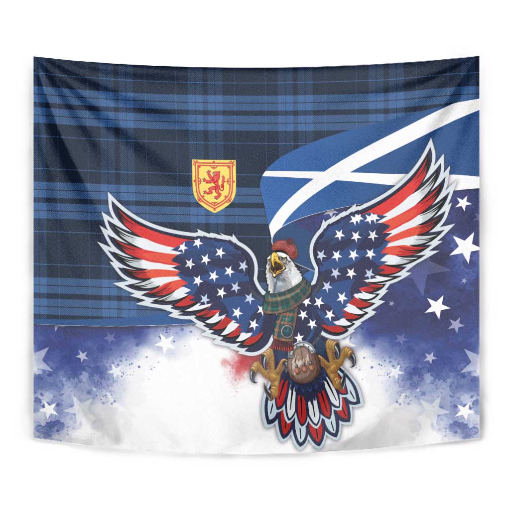 Scottish-American Heritage Month Tapestry USA Eagle with Scottish Traditional Costume
