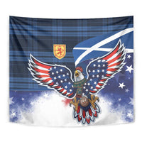 Scottish-American Heritage Month Tapestry USA Eagle with Scottish Traditional Costume