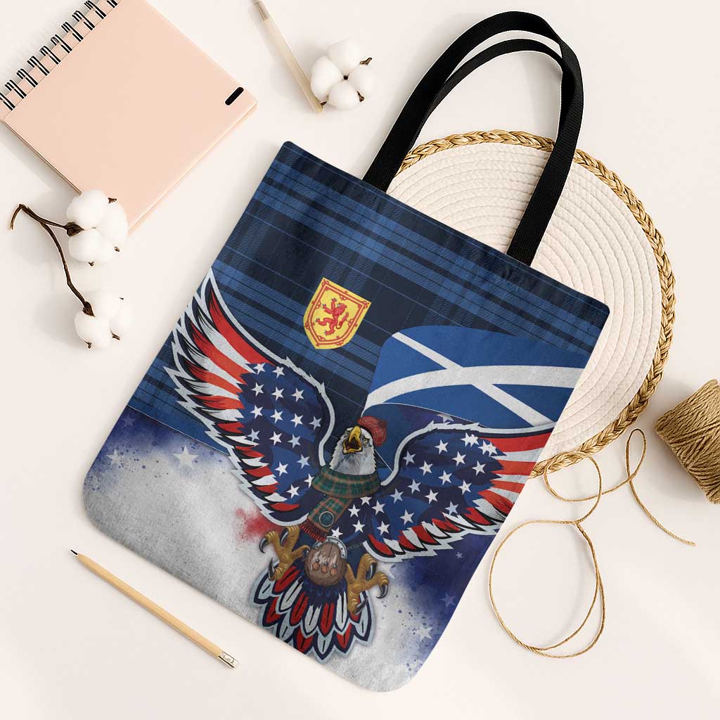 Scottish-American Heritage Month Tote Bag USA Eagle with Scottish Traditional Costume