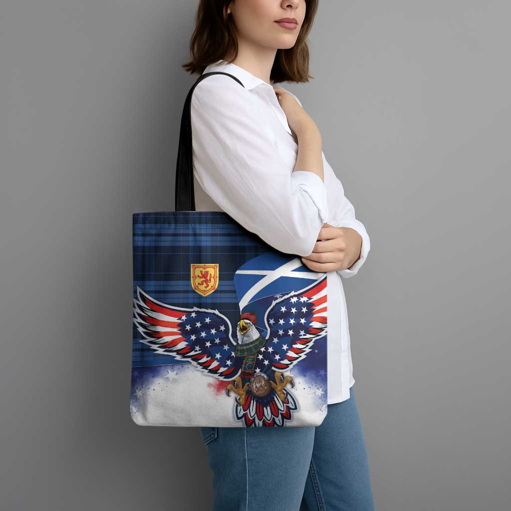 Scottish-American Heritage Month Tote Bag USA Eagle with Scottish Traditional Costume