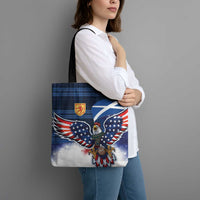 Scottish-American Heritage Month Tote Bag USA Eagle with Scottish Traditional Costume