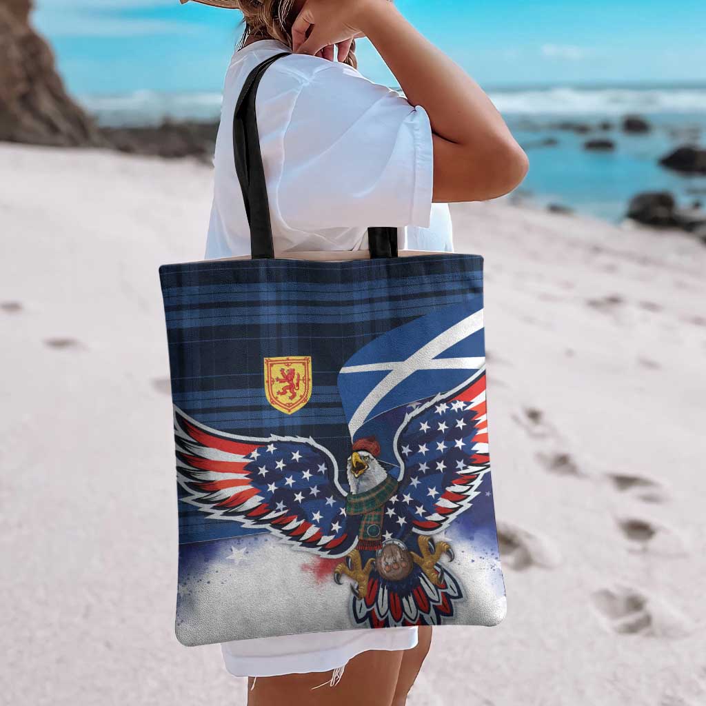 Scottish-American Heritage Month Tote Bag USA Eagle with Scottish Traditional Costume