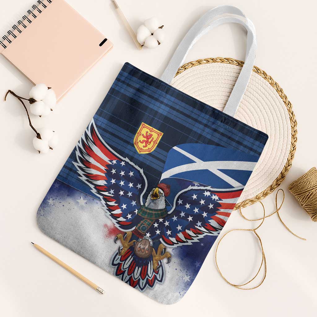 Scottish-American Heritage Month Tote Bag USA Eagle with Scottish Traditional Costume