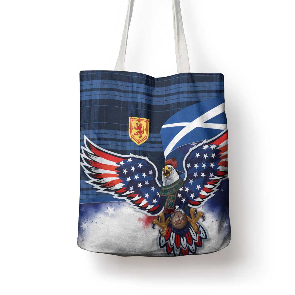 Scottish-American Heritage Month Tote Bag USA Eagle with Scottish Traditional Costume