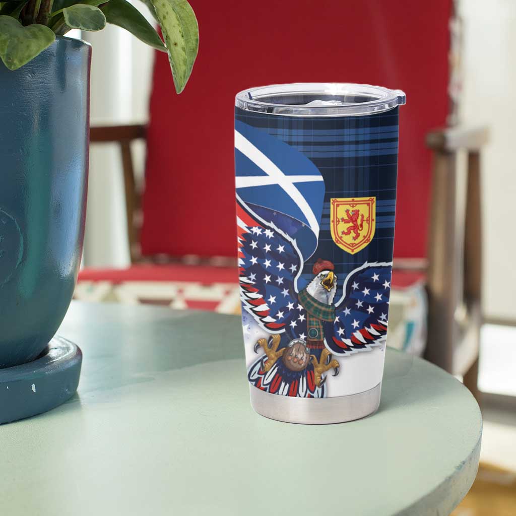 Scottish-American Heritage Month Tumbler Cup USA Eagle with Scottish Traditional Costume
