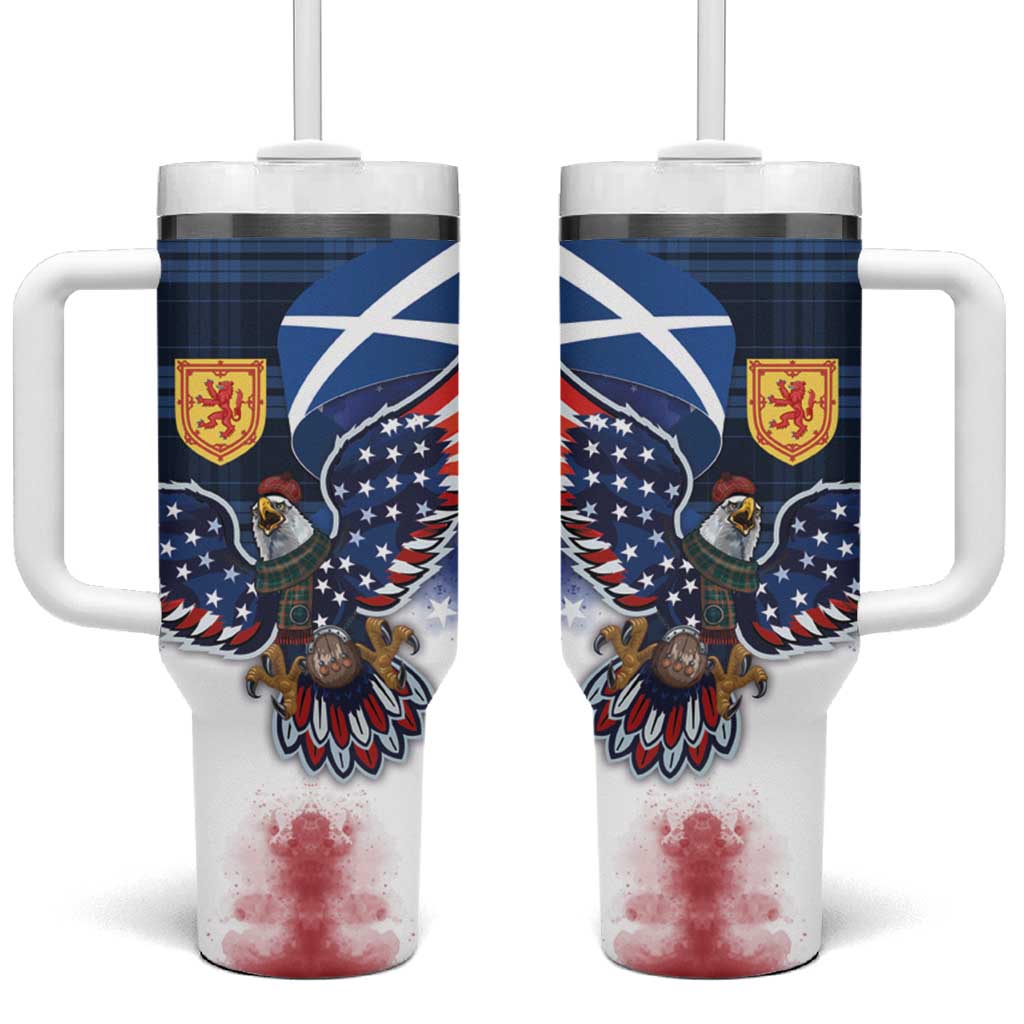 Scottish-American Heritage Month Tumbler With Handle USA Eagle with Scottish Traditional Costume