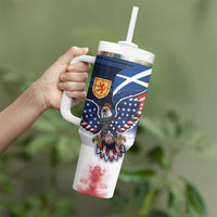 Scottish-American Heritage Month Tumbler With Handle USA Eagle with Scottish Traditional Costume