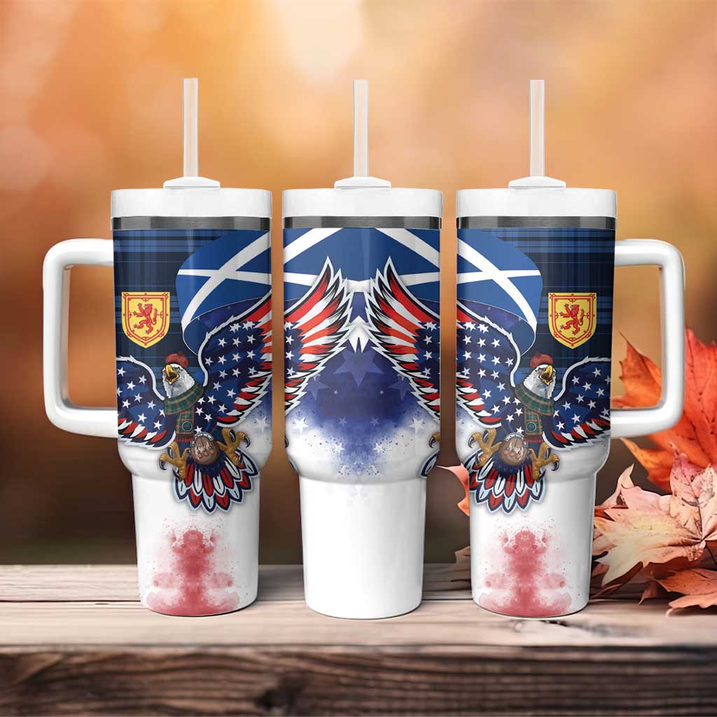 Scottish-American Heritage Month Tumbler With Handle USA Eagle with Scottish Traditional Costume