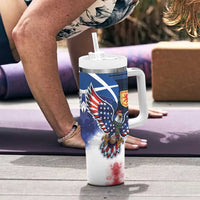 Scottish-American Heritage Month Tumbler With Handle USA Eagle with Scottish Traditional Costume