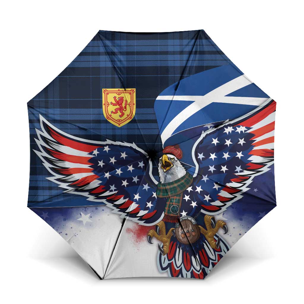 Scottish-American Heritage Month Umbrella USA Eagle with Scottish Traditional Costume