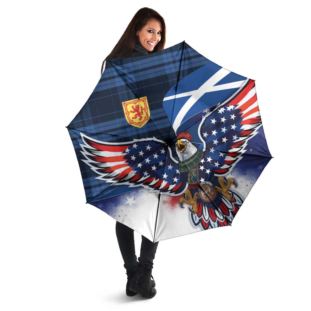Scottish-American Heritage Month Umbrella USA Eagle with Scottish Traditional Costume