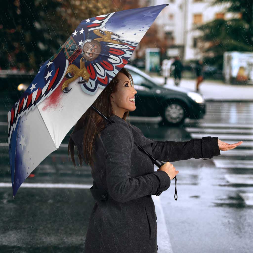 Scottish-American Heritage Month Umbrella USA Eagle with Scottish Traditional Costume