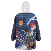 Scottish-American Heritage Month Wearable Blanket Hoodie USA Eagle with Scottish Traditional Costume