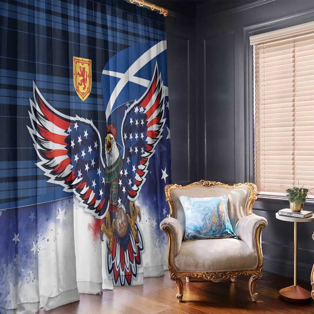 Scottish-American Heritage Month Window Curtain USA Eagle with Scottish Traditional Costume