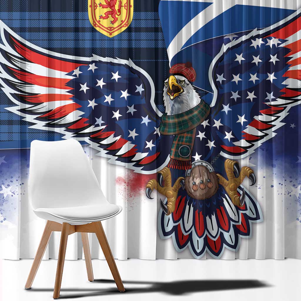 Scottish-American Heritage Month Window Curtain USA Eagle with Scottish Traditional Costume