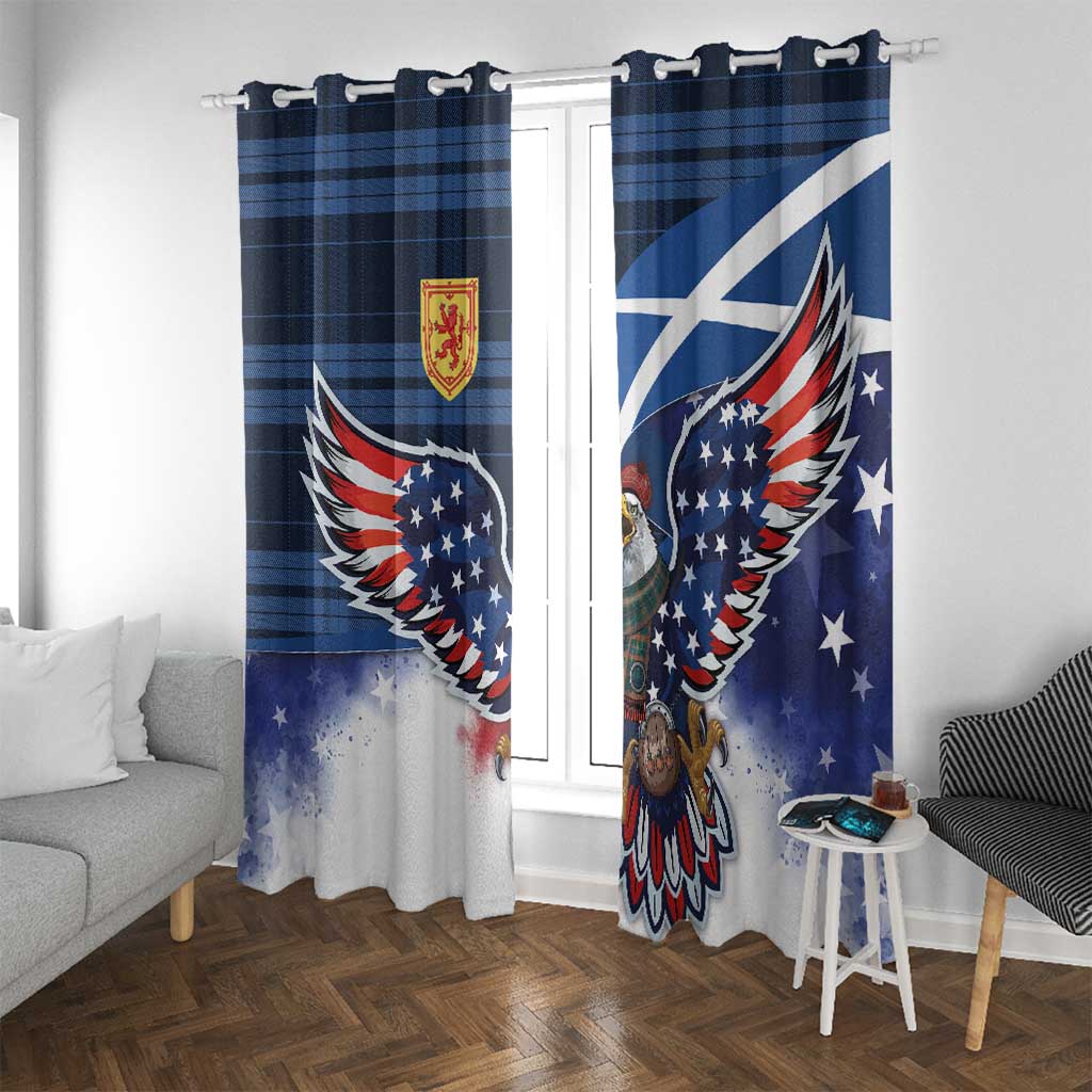 Scottish-American Heritage Month Window Curtain USA Eagle with Scottish Traditional Costume
