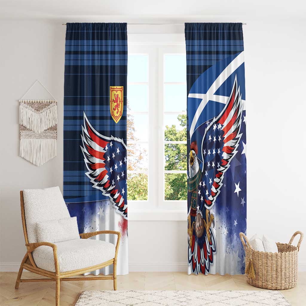 Scottish-American Heritage Month Window Curtain USA Eagle with Scottish Traditional Costume