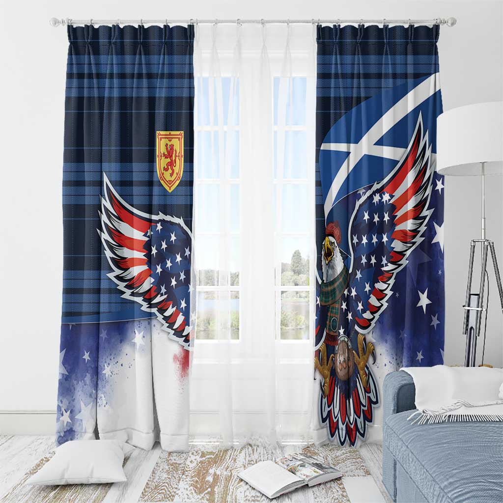 Scottish-American Heritage Month Window Curtain USA Eagle with Scottish Traditional Costume