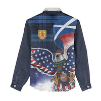 Scottish-American Heritage Month Women Casual Shirt USA Eagle with Scottish Traditional Costume