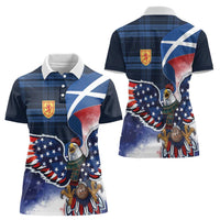 Scottish-American Heritage Month Women Polo Shirt USA Eagle with Scottish Traditional Costume