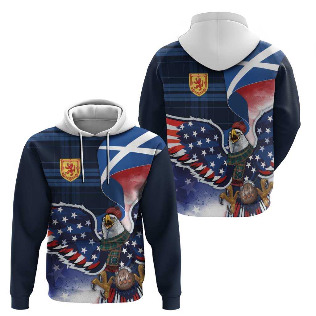 Scottish-American Heritage Month Zip Hoodie USA Eagle with Scottish Traditional Costume