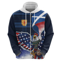Scottish-American Heritage Month Zip Hoodie USA Eagle with Scottish Traditional Costume