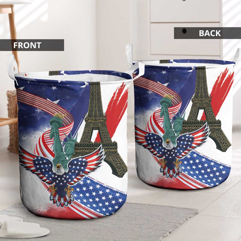 French-American Heritage Month Laundry Basket Dual Heritage and National Flag